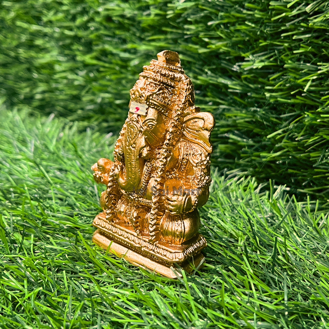 Lord Vinayagar Golden PolyResin Idol Statue [3 Inch]