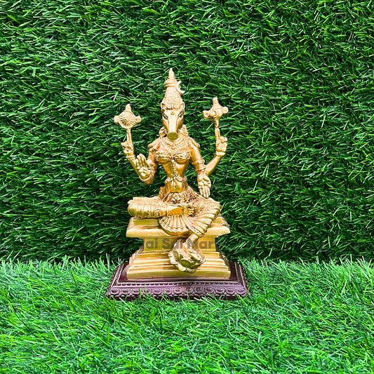 Om Sri Varahi Amman Golden Colour PolyResin Idol Statue [7 Inch]