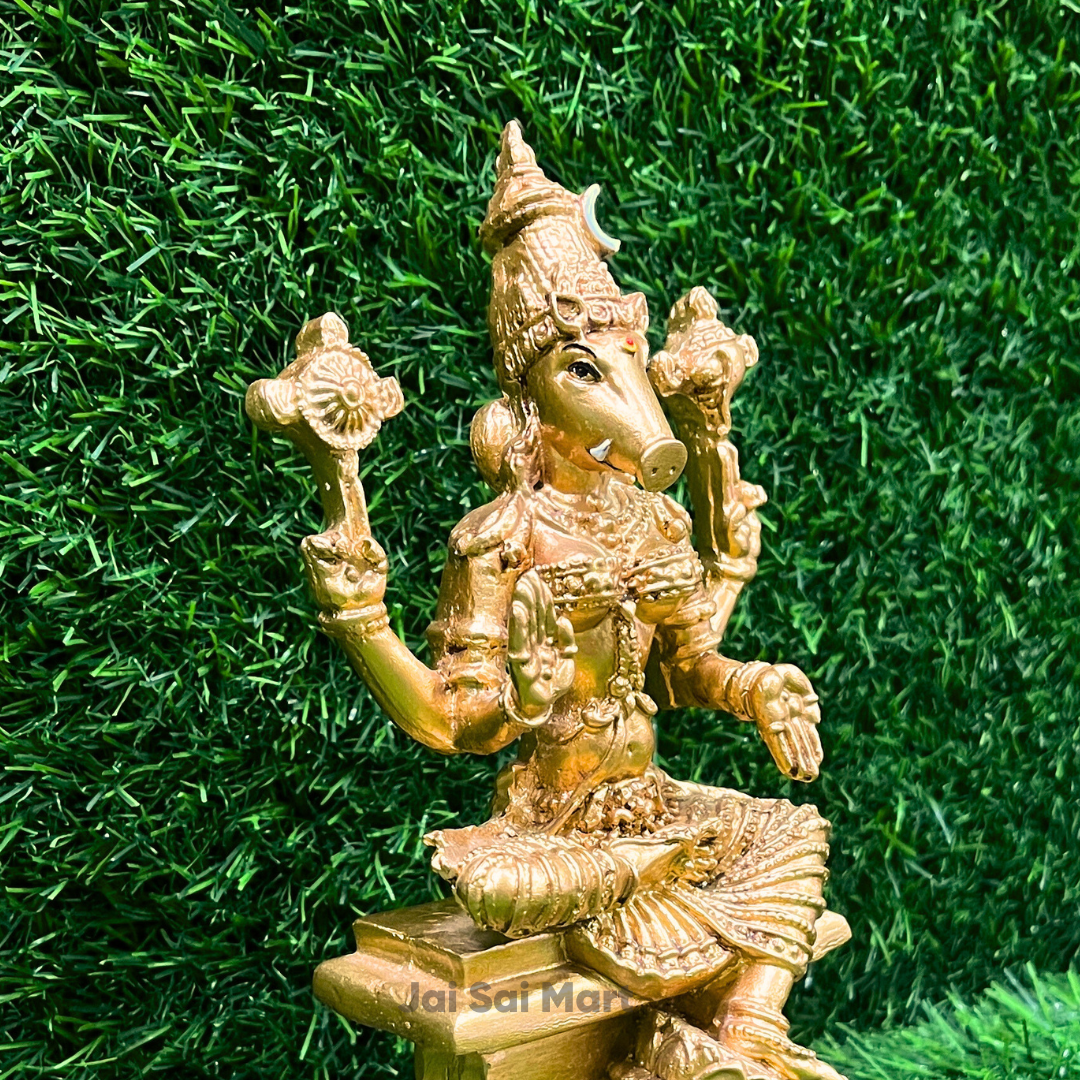 Om Sri Varahi Amman Golden Colour PolyResin Idol Statue [7 Inch]