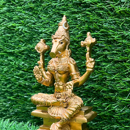 Om Sri Varahi Amman Golden Colour PolyResin Idol Statue [7 Inch]
