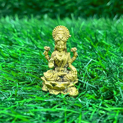 Pure Brass Small Lakshmi Fine Art Car Dashboard Idol [2 Inch]