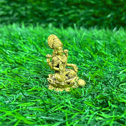 Pure Brass Small Lakshmi Fine Art Car Dashboard Idol [2 Inch]