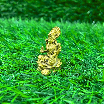 Pure Brass Small Lakshmi Fine Art Car Dashboard Idol [2 Inch]