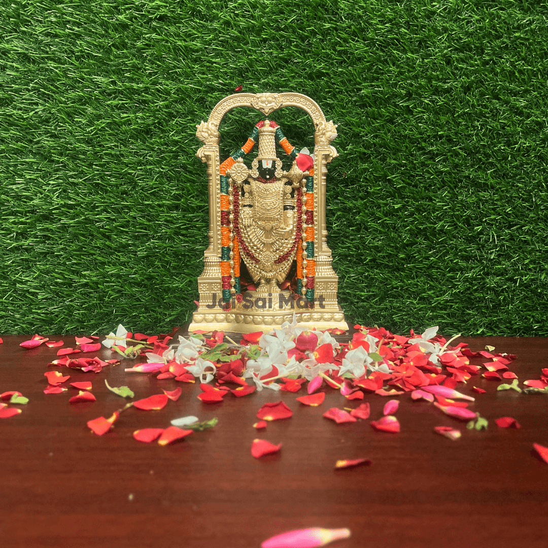 Lord Tirupati Balaji Statue [9.5 Inch] With Charan Paduka [2 x 2 Inch]