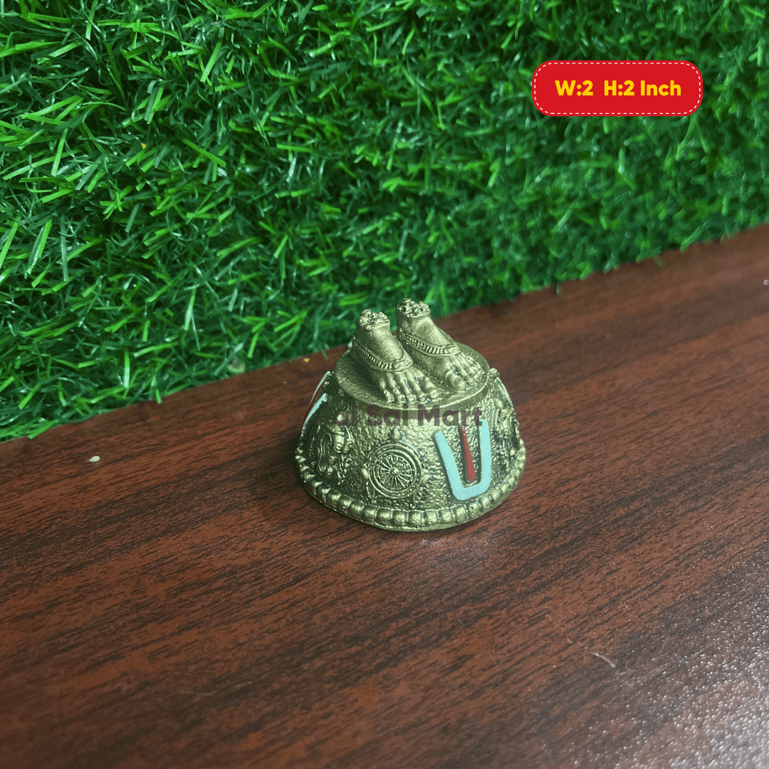 Lord Balaji Golden PolyResin Charan Paduka [2 x 2 Inch]