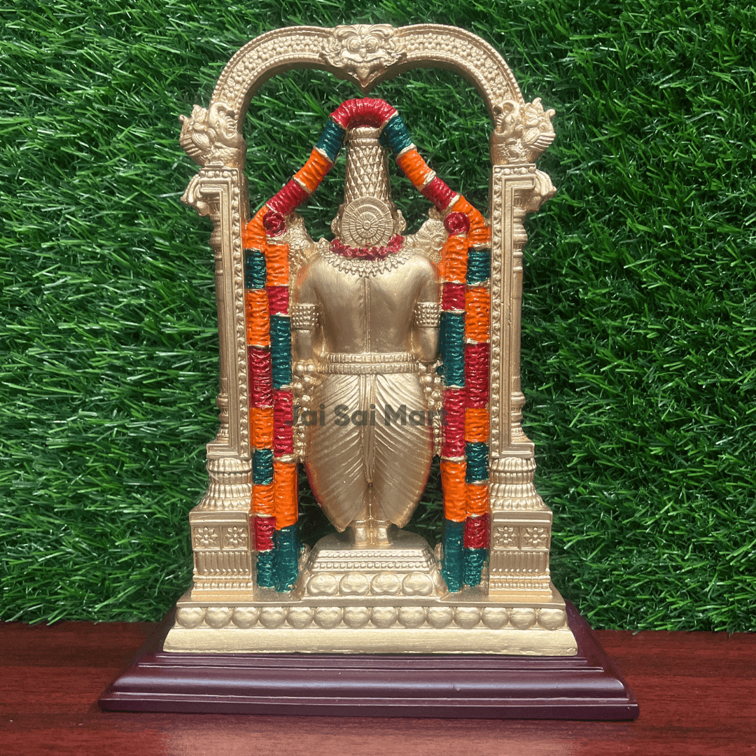 Lord Tirupati Balaji Statue [9.5 Inch] With Charan Paduka [2 x 2 Inch]