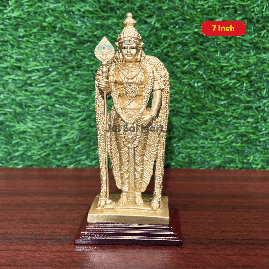 Lord Pathumalai Murugan Golden Color PolyResin Idol Statue [7 / 10 / 13 Inches]