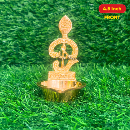 Pure Brass Antique Finish Om Vel Vilakku [4 Inch]