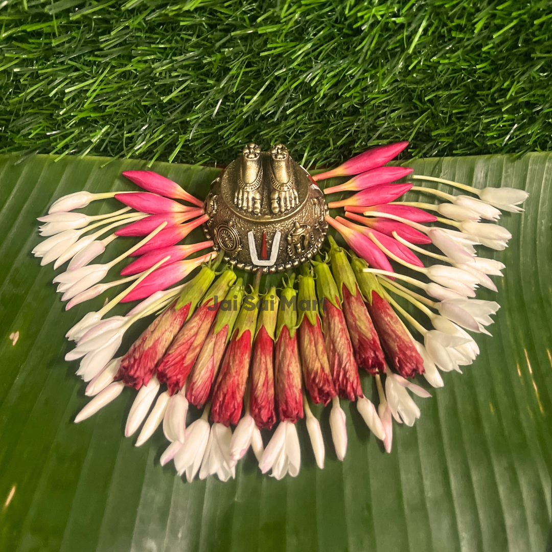 Lord Balaji Golden PolyResin Charan Paduka [2 x 2 Inch]