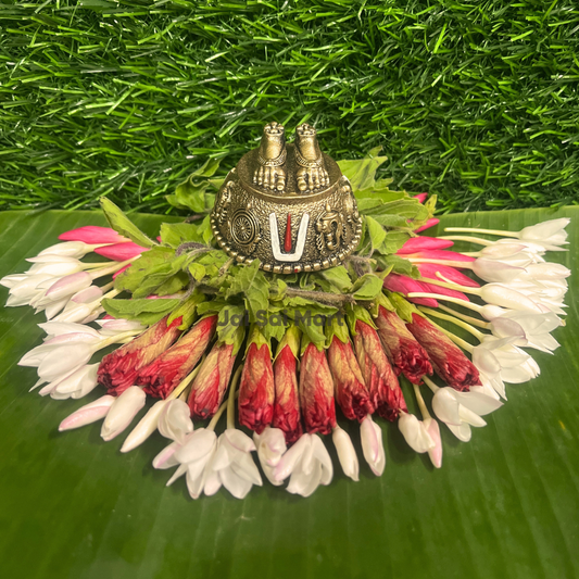 Lord Balaji Golden PolyResin Charan Paduka [2 x 2 Inch]