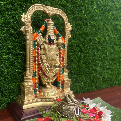 Lord Tirupati Balaji Statue [9.5 Inch] With Charan Paduka [2 x 2 Inch]