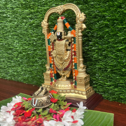 Lord Tirupati Balaji Statue [9.5 Inch] With Charan Paduka [2 x 2 Inch]