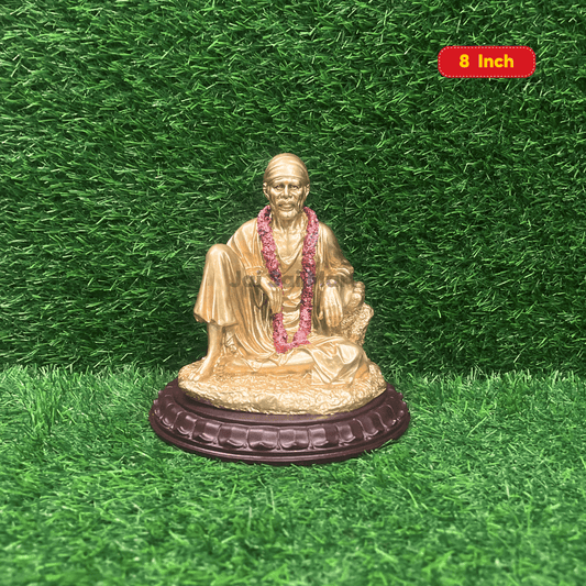 Lord Sai Baba Golden Color PolyResin Idol Statue [8 Inches]