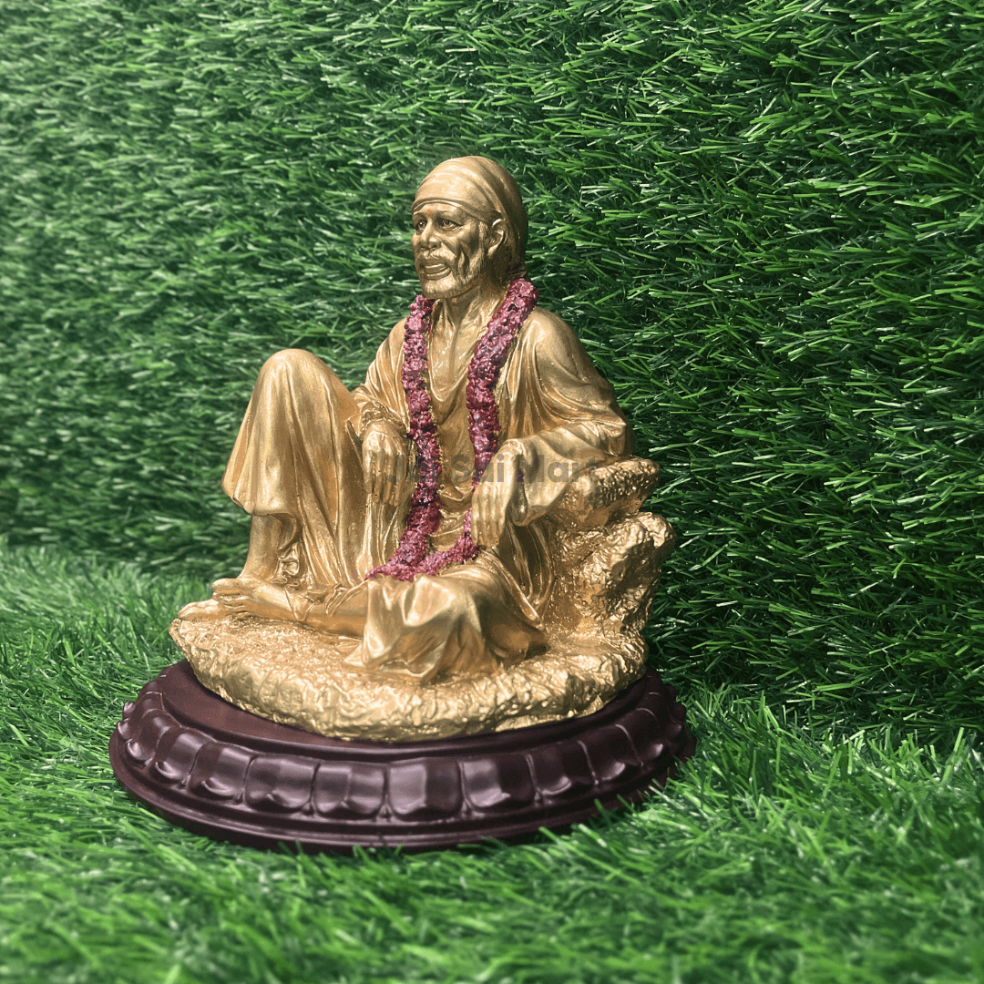 Lord Sai Baba Golden Color PolyResin Idol Statue [8 Inches]