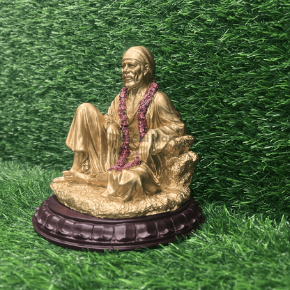Lord Sai Baba Golden Color PolyResin Idol Statue [8 Inches]