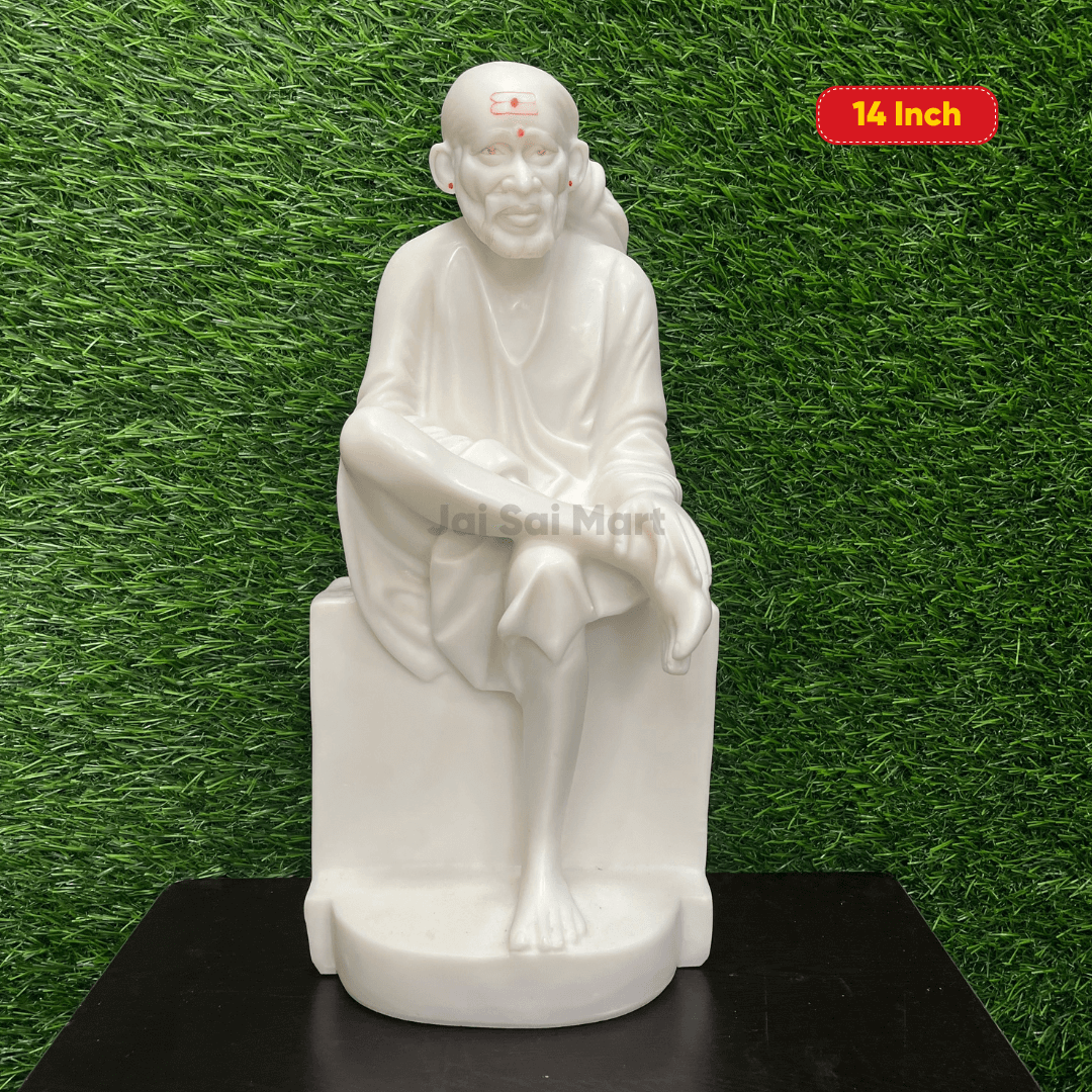 Shirdi Sai Baba White Color Poly Marble Idol Statue [6.5 – 14 Inches]