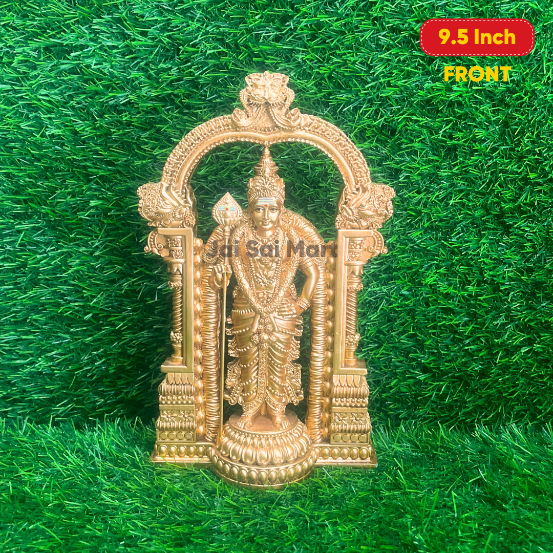 Tiruchendur Murugan Golden Color PolyResin Idol Statue [9.5 Inches]